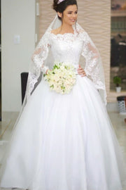 princess-long-sleeve-wedding-gowns-lace-off-the-shoulder