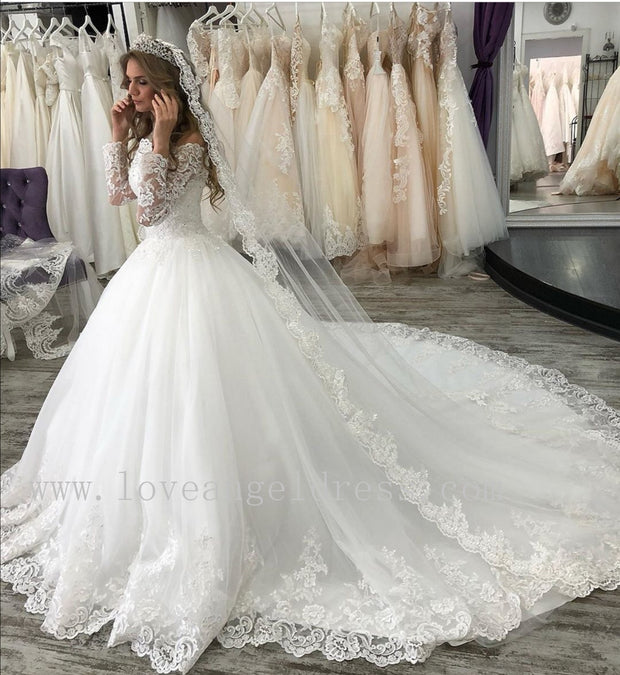 princess-off-the-shoulder-wedding-dresses-ivory-lace-long-sleeves-3