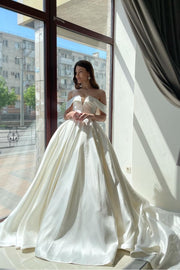 princess-simple-bridal-dresses-with-off-the-shoulder-neckline-1