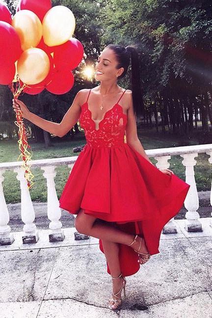 red-lace-hi-lo-prom-dresses-with-satin-skirt-vestidos