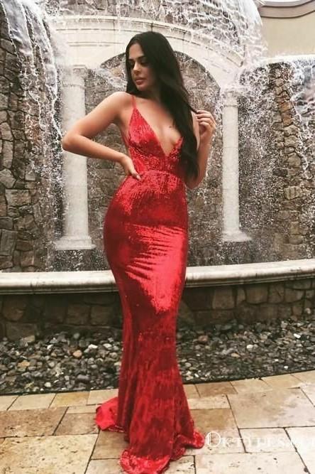 red-sequin-fitted-prom-dresses-with-deep-v-neckline