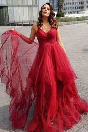 red-tulle-skirt-prom-dresses-with-v-neckline