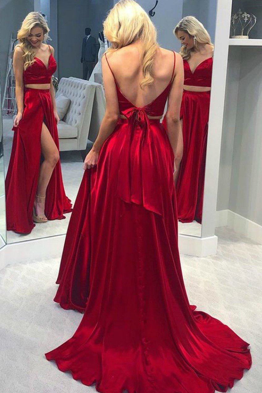 red-two-piece-prom-dresses-with-deep-neckline-vestido-formal-1
