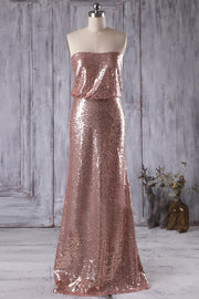 rose-gold-sequins-bridesmaid-dresses-with-strapless-bodice