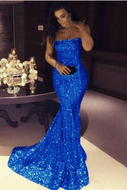 royal-blue-sequin-mermaid-prom-dresses-strapless-neckline
