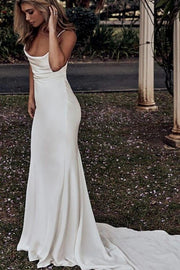 ruching-square-neck-outdoor-wedding-gown-with-sweep-train-1