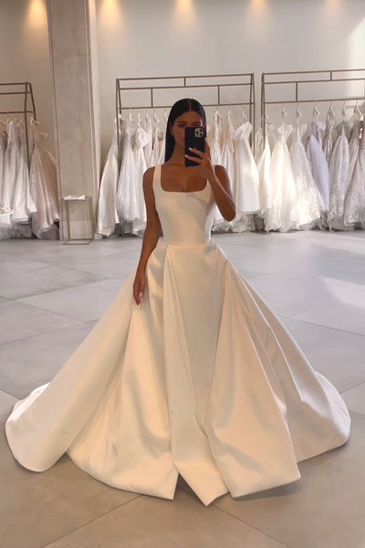 satin-ivory-wedding-dresses-square-neckline