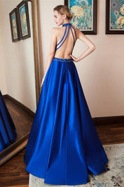 satin-royal-blue-prom-dress-beaded-halter-neckline-1
