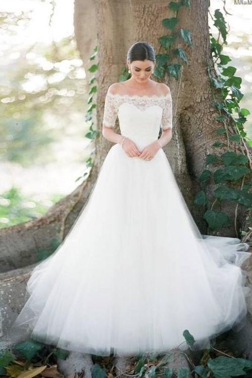 scalloped-lace-off-the-shoulder-wedding-gown-dress-with-tulle-skirt