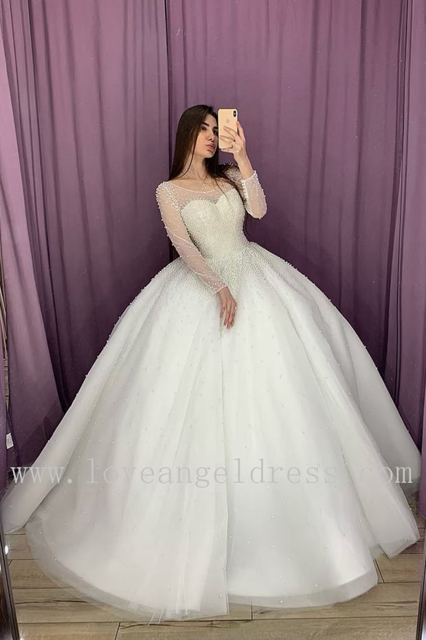 sheer-long-sleeves-pearls-bride-dress-ball-gown-2020