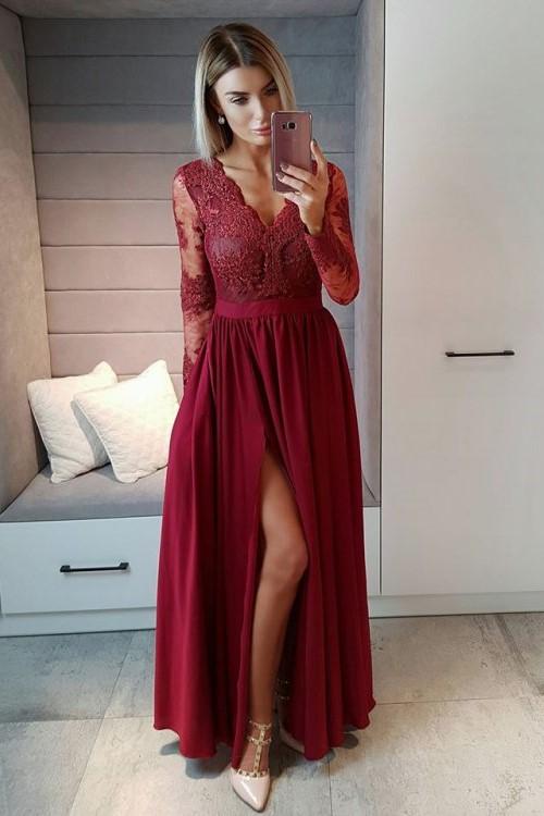 sheer-long-sleeves-prom-dress-with-lace-v-neckline-1