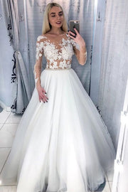 sheer-long-sleeves-wedding-gown-with-floral-lace-bodice