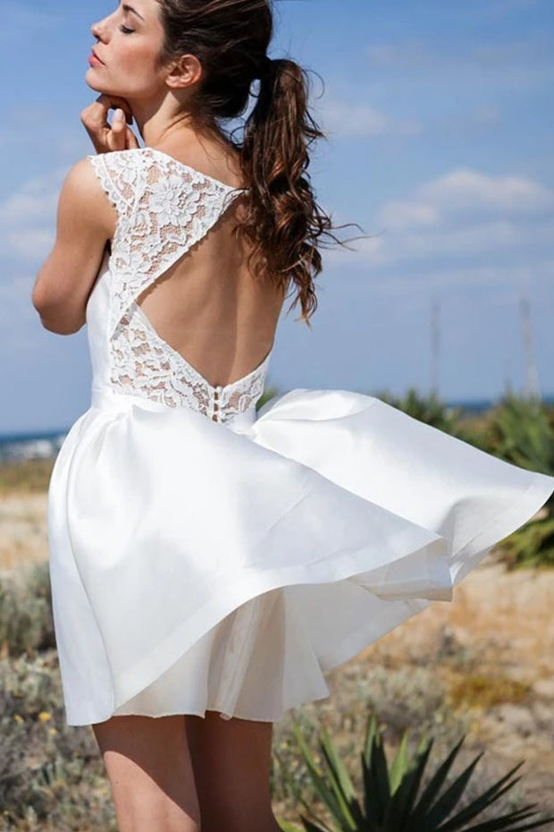 short-informal-white-wedding-dress-with-lace-neckline-1