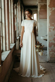 simple-a-line-bridal-dress-with-short-sleeves
