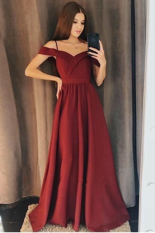 simple-burgundy-evening-gown-with-off-the-shoulder