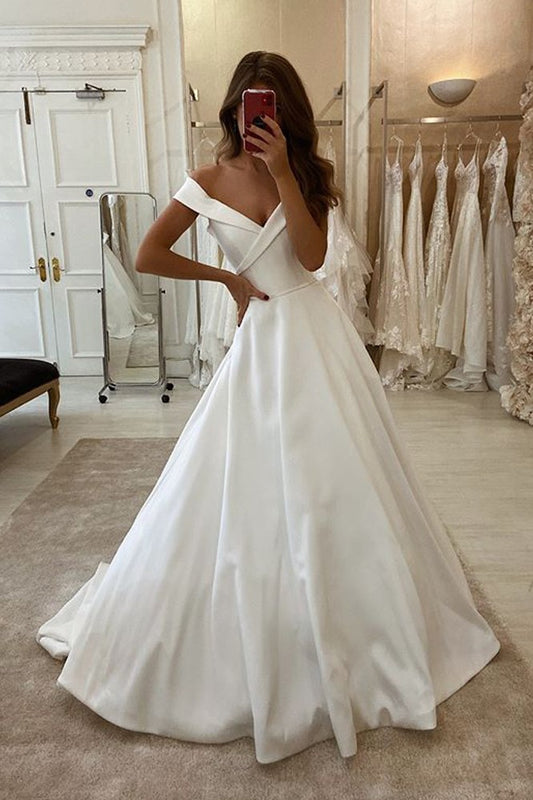 simple-off-shoulder-satin-bridal-dress-with-dramantic-train