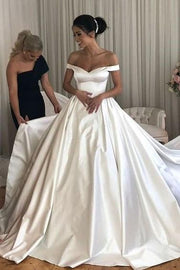 simple-satin-bridal-gowns-long-train-with-off-the-shoulder