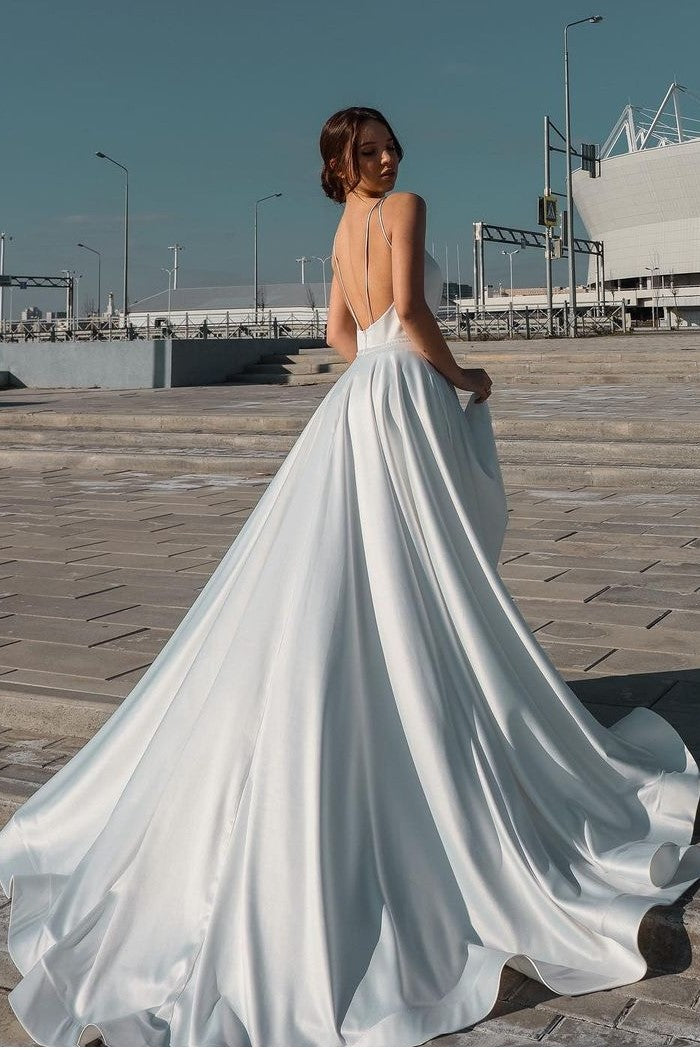 simple-white-satin-wedding-gowns-with-long-train