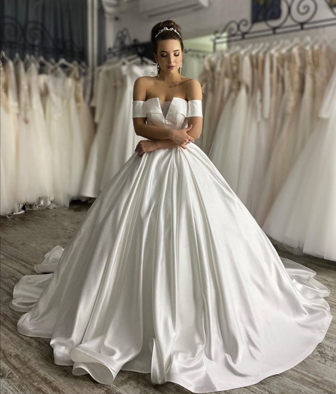 structured-satin-ball-gown-wedding-dress-with-off-the-shoulder-sleeves-3