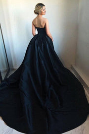 sweetheart-satin-black-ball-gown-prom-dress-with-chapel-train-1