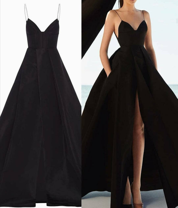 thin-straps-long-black-prom-gown-with-pockets-1