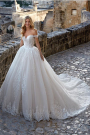 Tulle Appliques Wedding Gowns with Off-the-shoulder