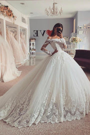 tulle-off-the-shoulder-full-sleeves-wedding-gown-lace