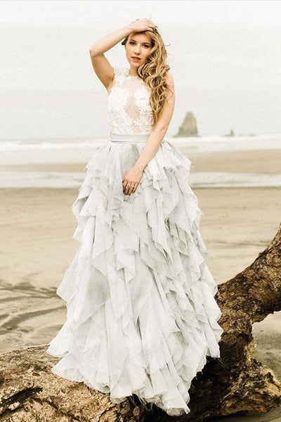 tulle-ruffles-bridal-gowns-with-lace-illusion-neckline
