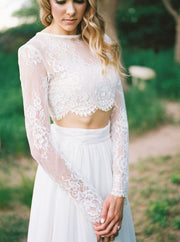 two-piece-lace-chiffon-boho-bride-dresses-with-full-sleeve-2