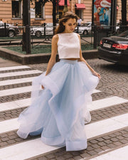 Two-piece Prom Dresses with Layers Tulle Skirt