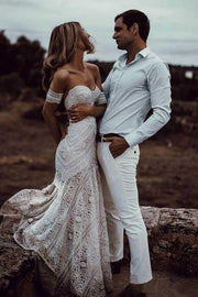 unique-lace-sheath-wedding-gown-with-strapless-neckline