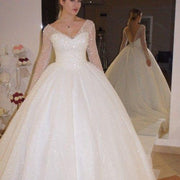 v-neck-sequin-ball-gown-wedding-dress-with-beaded-sheer-long-sleeves-2