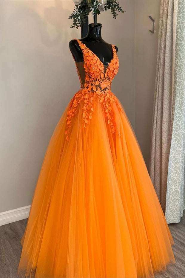 v-neckline-orange-prom-gowns-with-floral-appliques-bodice-2