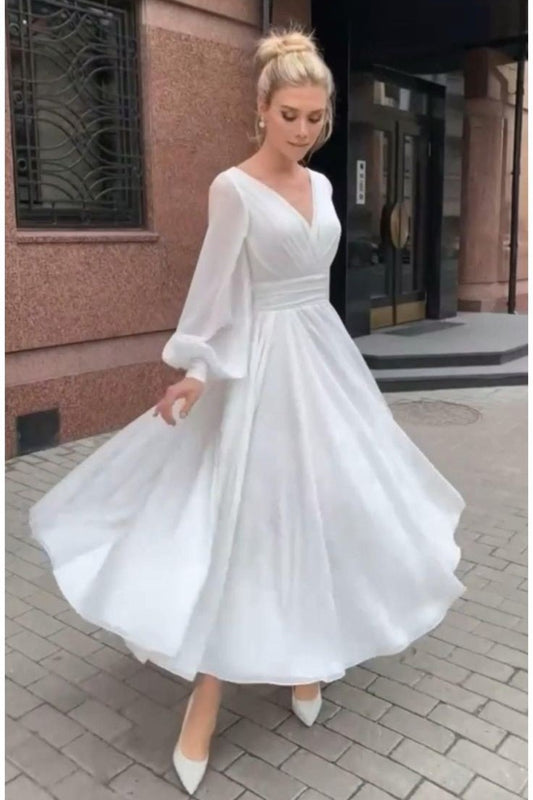 v-neckline-summer-chiffon-bridal-dresses-long-sleeves