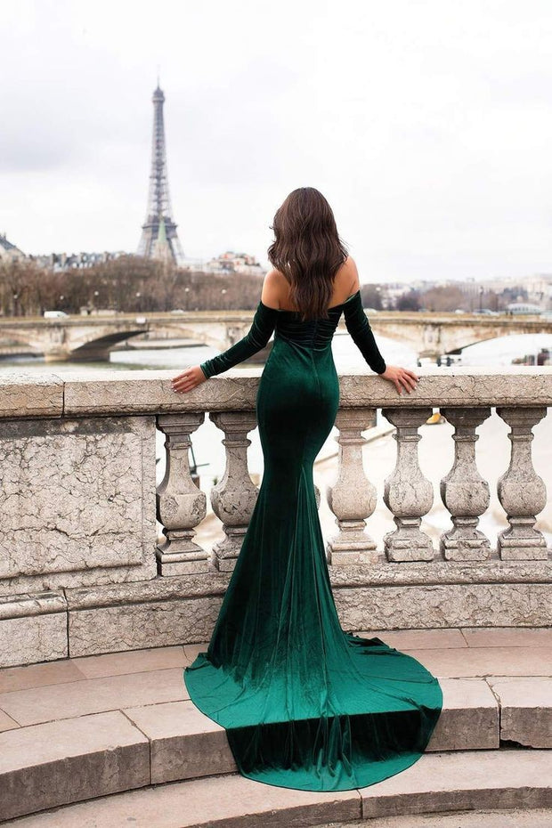 velvet-deep-green-prom-dresses-2023-long-sleeves-1