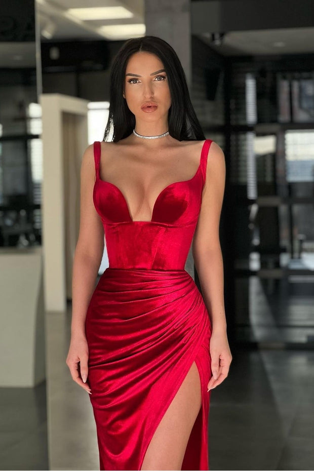 velvet-red-prom-gowns-with-high-thigh-split-1