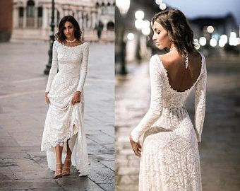 vintage-lace-long-sleeve-wedding-dress-with-u-back-2