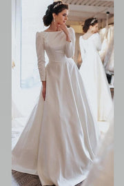 vintage-long-sleeves-wedding-gown-satin-train-brautkleider