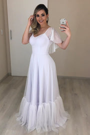 white-boho-wedding-dress-with-flounced-sleeves-tulle-skirt-2