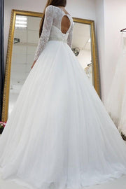 white-lace-long-sleeves-wedding-dress-tulle-skirt-1