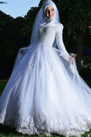 white-lace-muslim-wedding-dresses-with-long-sleeves