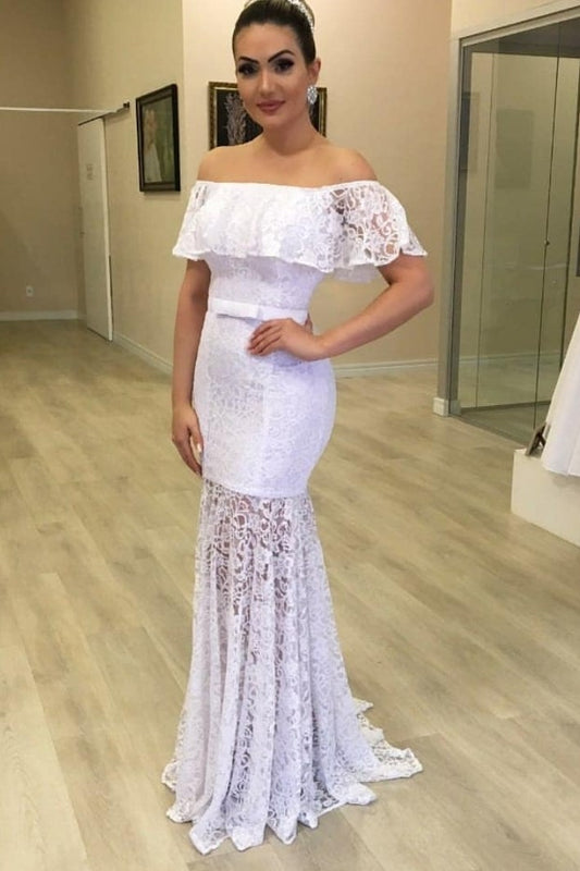 white-lace-sheath-wedding-gown-with-off-the-shoulder