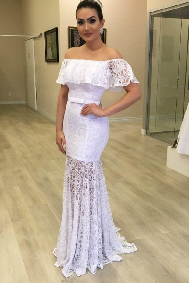 white-lace-sheath-wedding-gown-with-off-the-shoulder