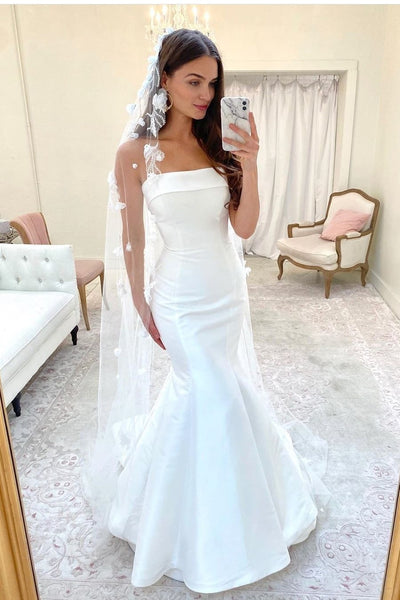 2020 Mermaid Satin Bride Dresses with Stones Belt from NarsBridal  Mermaid wedding  dress, Strapless wedding dress, Simple bridal gowns