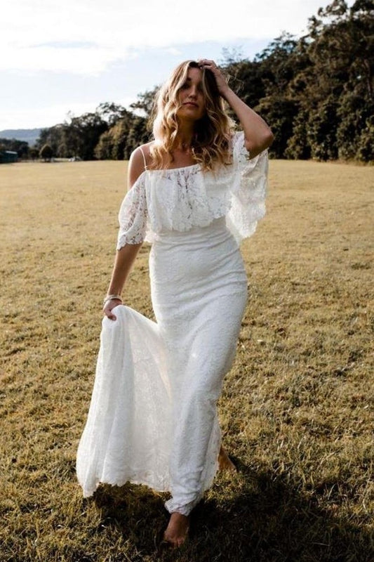 women-boho-wedding-dress-lace-off-the-shoulder