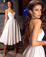 Women Short Informal Wedding Gown with Beads Straps