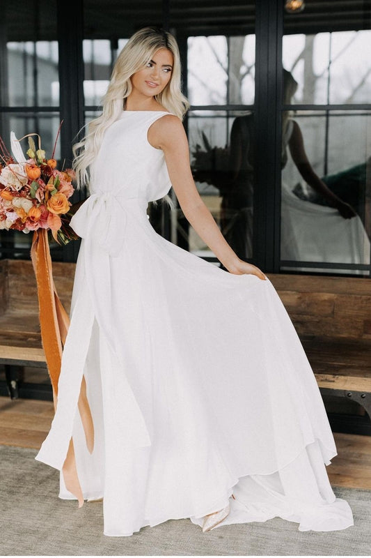 Women Summer Bride Dresses with Side Split