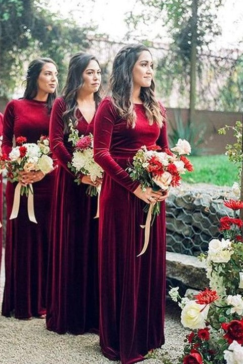 womens-velvet-wedding-party-dress-for-bridesmaid-1